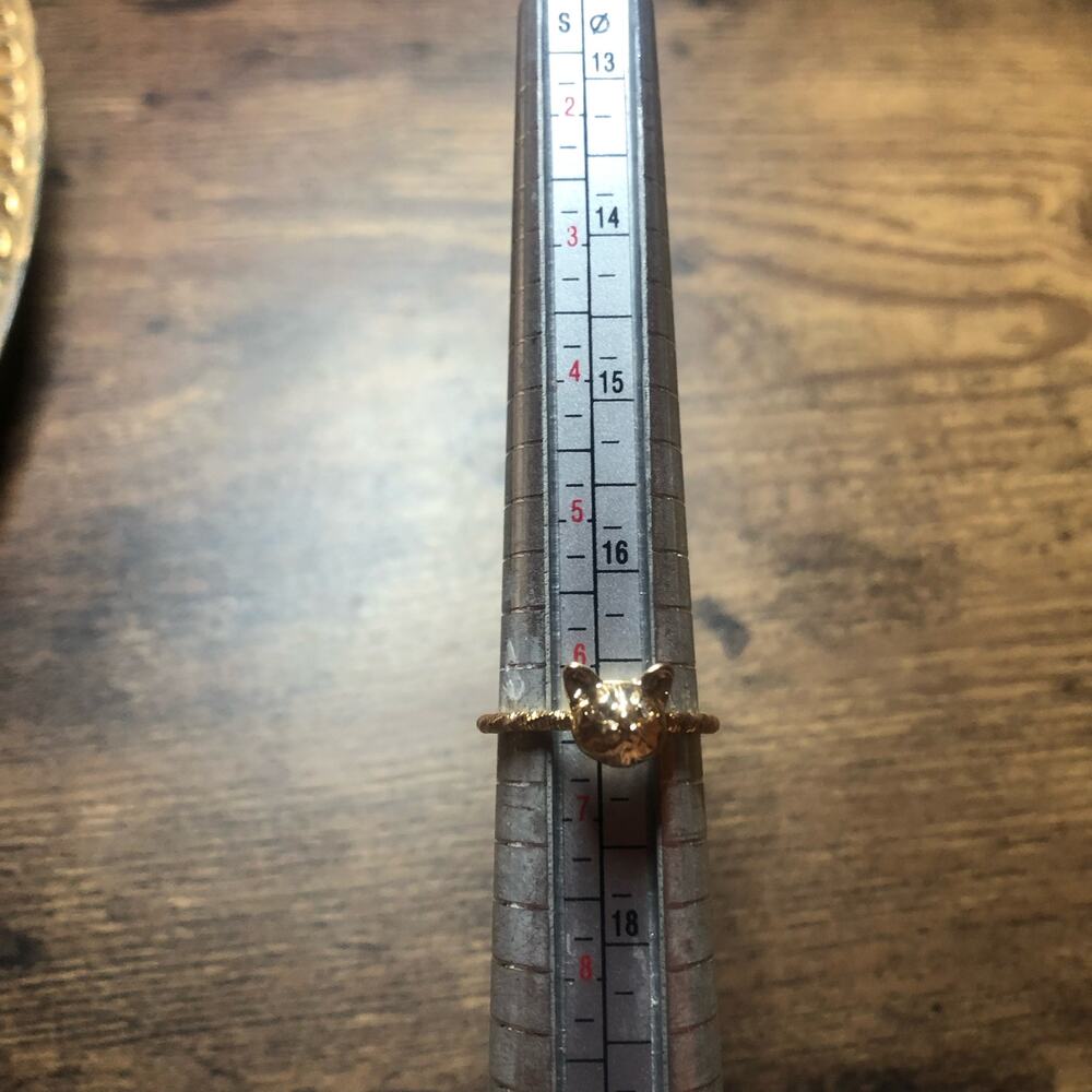 Silver Cat Head with Rhinestone Eyes on Twisted Rope Ring NEW 100% to Charity - Picture 6 of 8